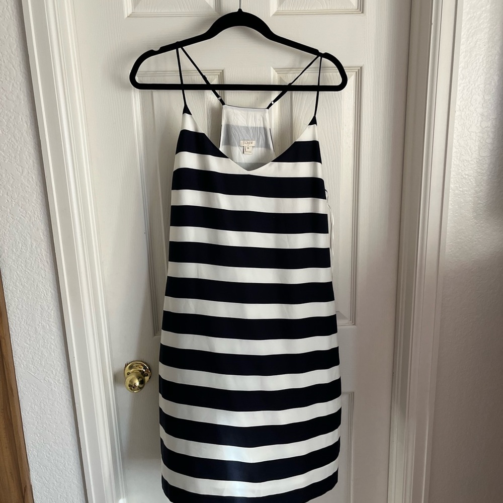 J. Crew Navy Blue and White Slip Mini Dress